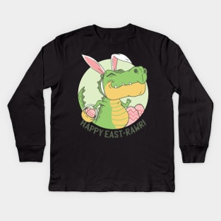 Egg hunting Tyrannosuarus Rex T-Shirt Happy Easter Bunny Gift Tee Kids Long Sleeve T-Shirt